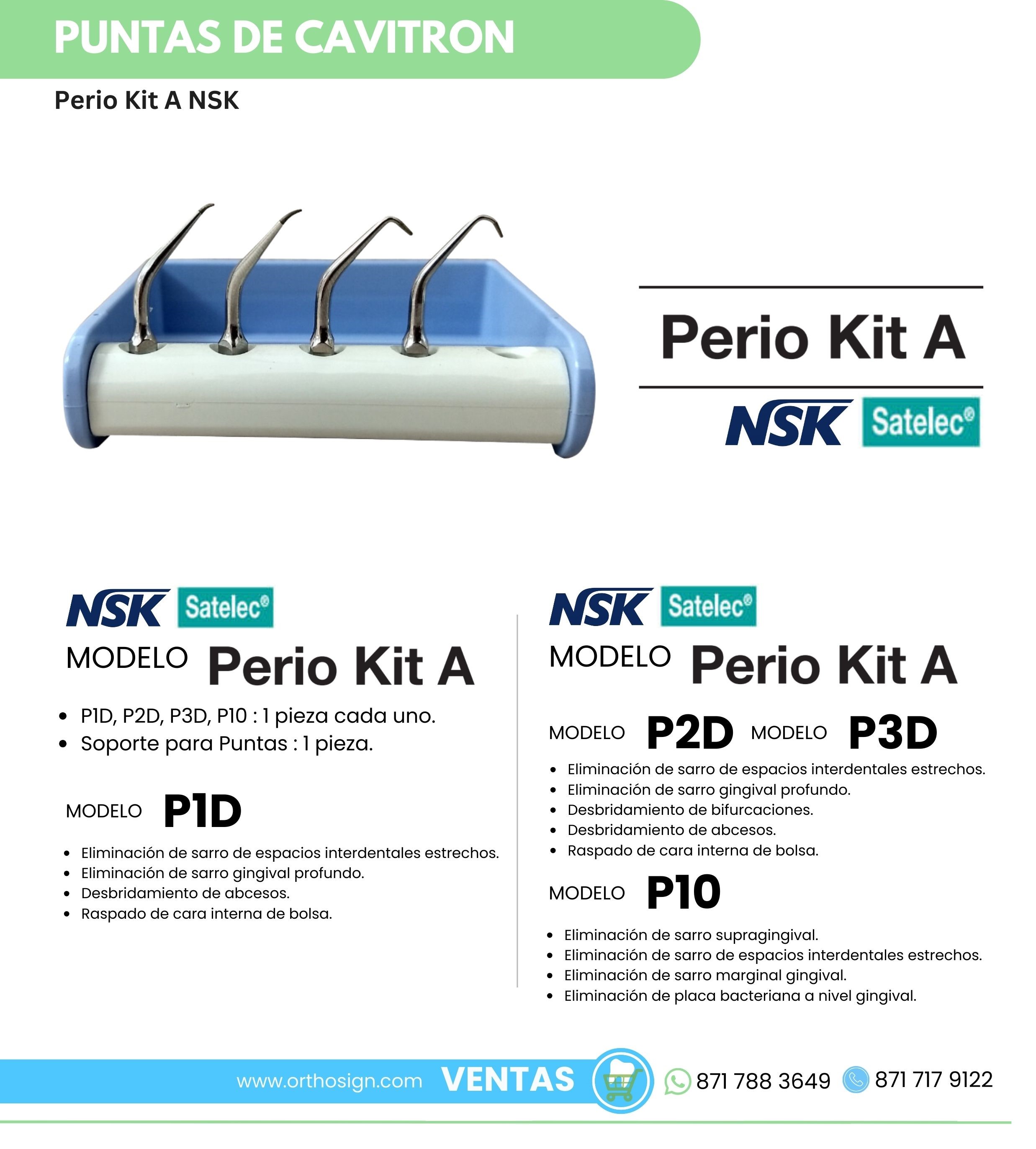 Puntas de Cavitron Perio Kit A NSK Orthosign